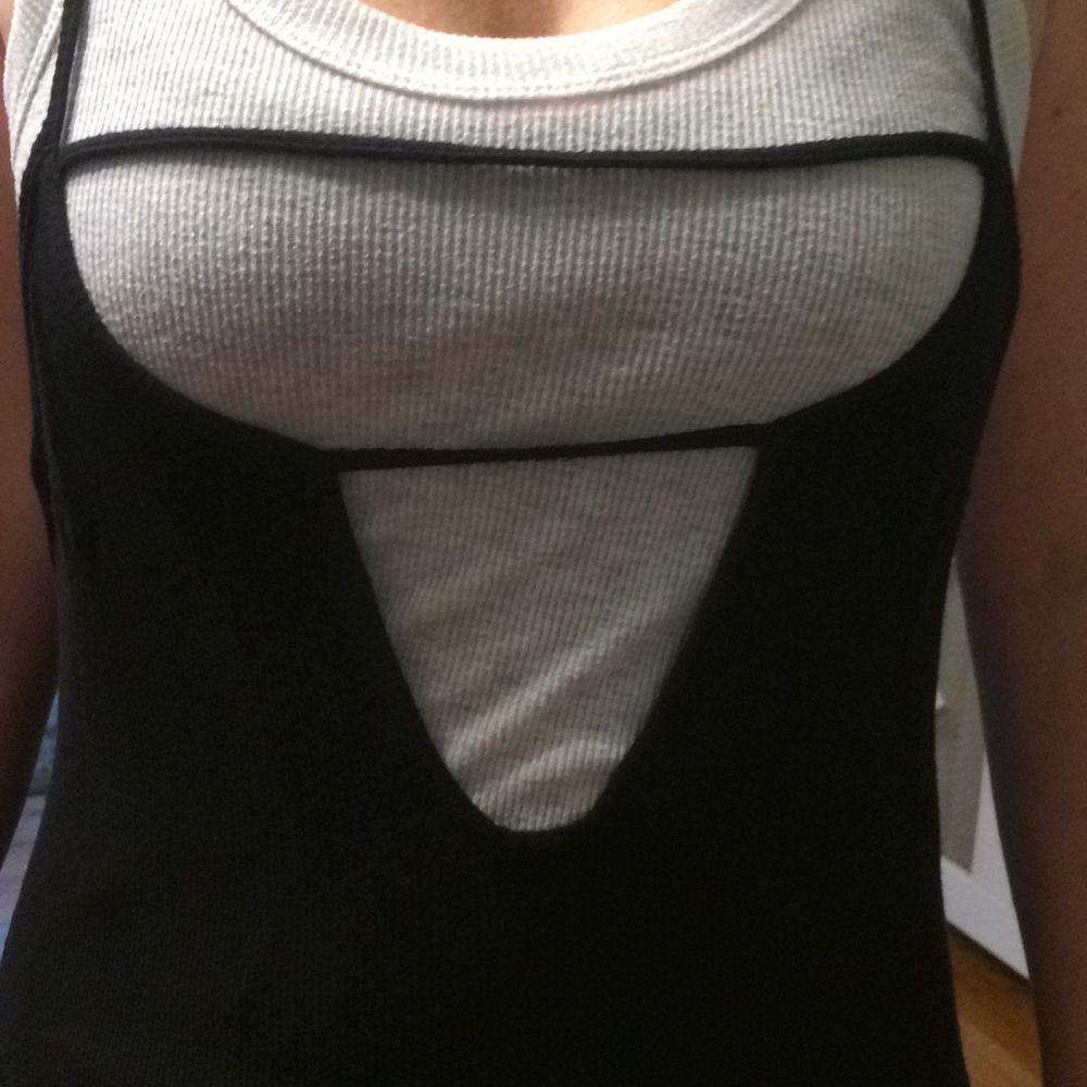 Nasty Gal Black Strappy Shirt Size Large.